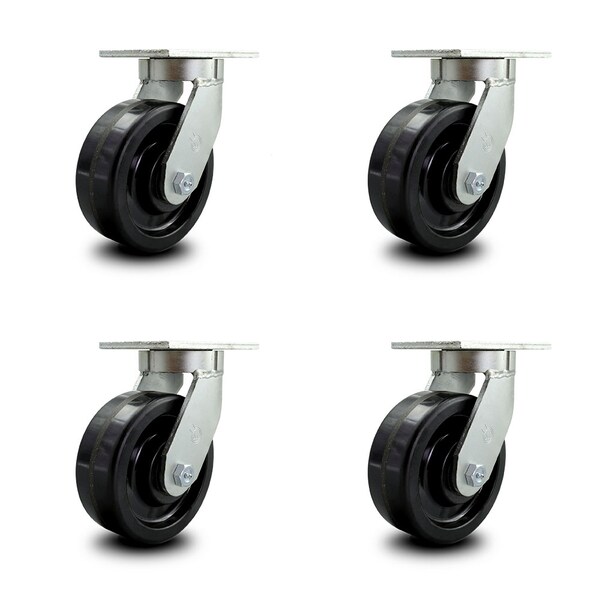 Service Caster 8 Inch Extra Heavy Duty Phenolic Wheel Swivel Caster Set with 2 Swivel Locks SCC-KP92S830-PHR-BSL-2-S-2 - main